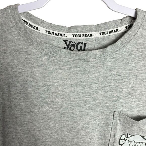 yogi bear mens 2xl gray logo long sleeve crew neck outdoor school tee shirt - Picture 6 of 9